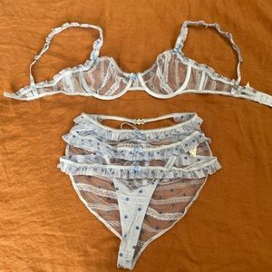 For Love and Lemons Harper Ruffle Bra (M) and Panty (S) Set